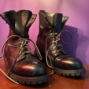 Vintage 1990s Vibram Steel-Toe Punk Black Leather Boots
